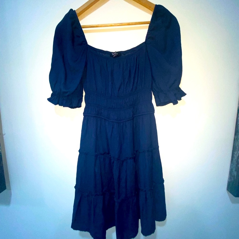 Trixxi Blue Puff Sleeve‎ Midi Dress